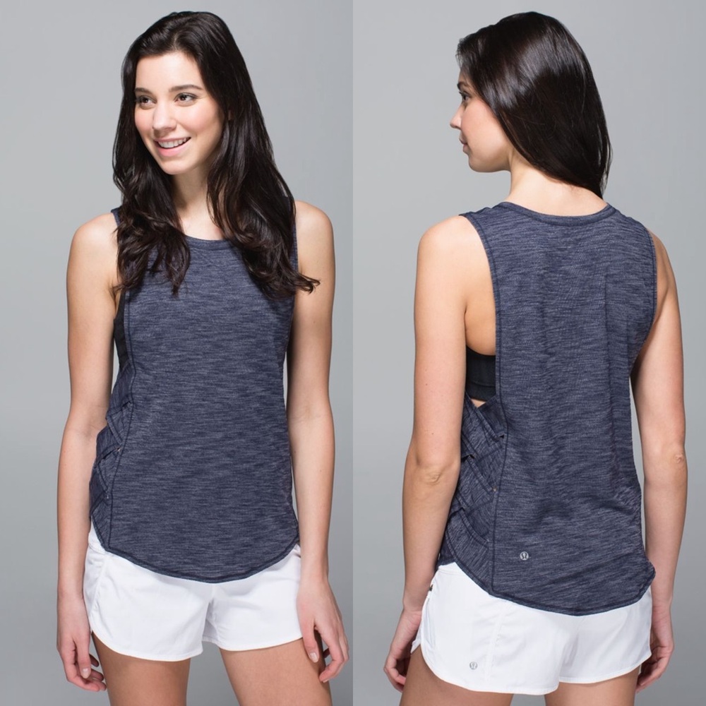 Lululemon Var-City Muscle Tank Heathered Deep Navy W1J34S Size‎ 6